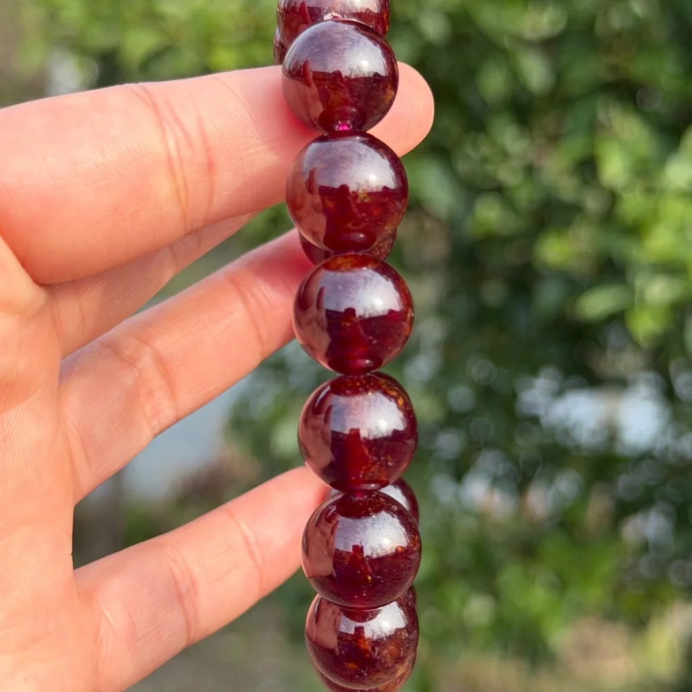14.5mm‎ stretchable high quality red garnet bracelet 1098